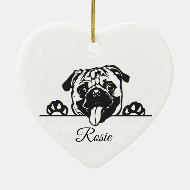 Ornamento De Cerâmica Pug Personalizado (Verso)