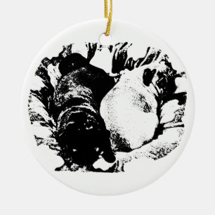 Ornamento De Cerâmica Pugs Almofadados para a Árvore