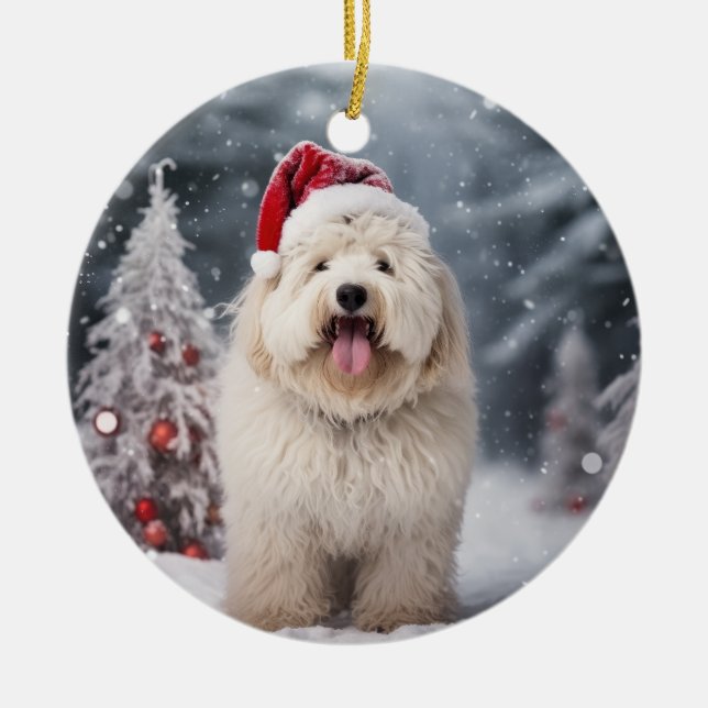 Ornamento De Cerâmica Puli Dog de Natal Keepsasasasasasaame (Frente)
