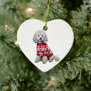 Ornamento De Cerâmica Puli no Sweater de Natal