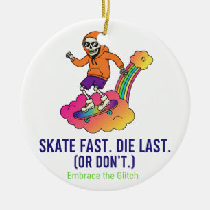 Ornamento De Cerâmica Pulseira de Caveira de Skate Legal - Laranja Urban