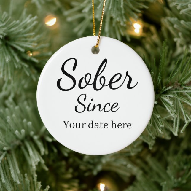 Ornamento De Cerâmica Pulseira Personalizada “Sóbrio Desde” - Data de So (Árvore)