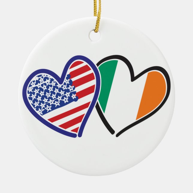Ornamento De Cerâmica Pulseiras do Coração da Irlanda dos EUA (Frente)