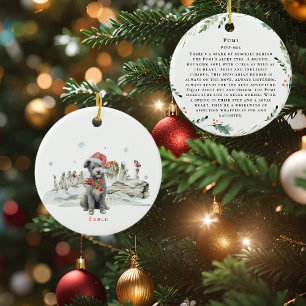 Ornamento De Cerâmica Pumi Watercolor Dog Monograma