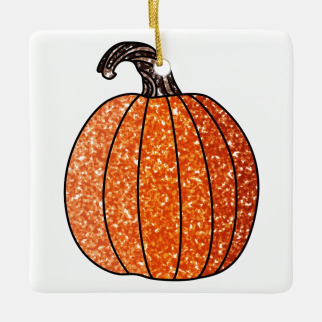 Ornamento De Cerâmica Pumpkin com brilho (Frente)