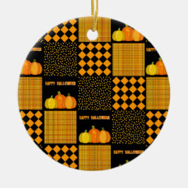 Ornamento De Cerâmica Pumpkin Halloween Patterno
