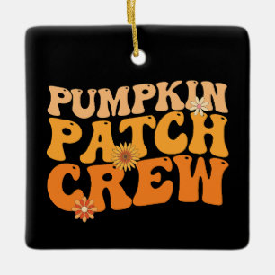 Ornamento De Cerâmica Pumpkin Patch Crew Retro Groovall outono