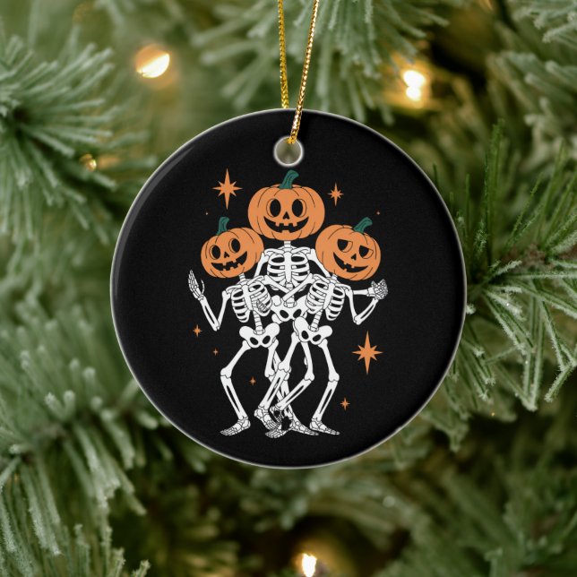 Ornamento De Cerâmica Pumpkin Skeleton Halloween Pumpkin Spooky (Árvore)