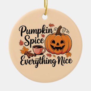 Ornamento De Cerâmica "Pumpkin Spice & All Nice" Gráfico de outono