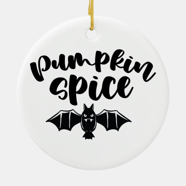 Ornamento De Cerâmica Pumpkin Spice - Bat de Halloween assustador (Traseira)