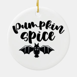 Ornamento De Cerâmica Pumpkin Spice com Bat