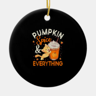 Ornamento De Cerâmica Pumpkin Spice Tudo Camisa Gato Fato De Gato Fora D