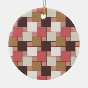Ornamento De Cerâmica Pumpkin Spice Weave Patterno