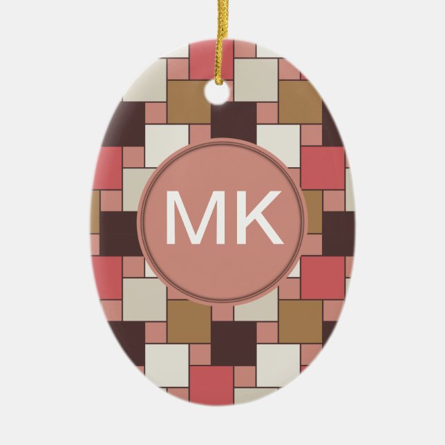 Ornamento De Cerâmica Pumpkin Spice Weave Patterno (Frente)