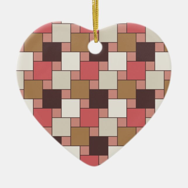 Ornamento De Cerâmica Pumpkin Spice Weave Patterno (Frente)