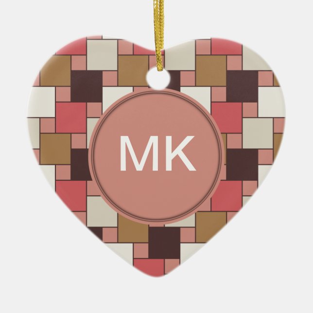 Ornamento De Cerâmica Pumpkin Spice Weave Patterno (Frente)