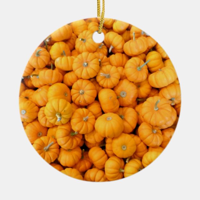 Ornamento De Cerâmica Pumpkins de Colheita de Pequeno Laranja (Frente)