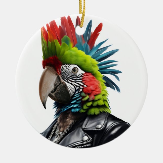 Ornamento De Cerâmica Punk Parrot (Frente)