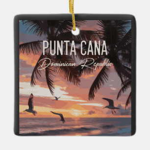 Ornamento De Cerâmica Punta Cana DR Retró Gaivota Souvenir tropical