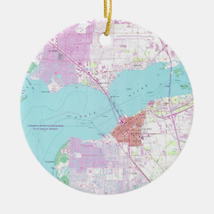 Ornamento De Cerâmica Punta Gorda & porto Charlotte Florida Mapa (1957)