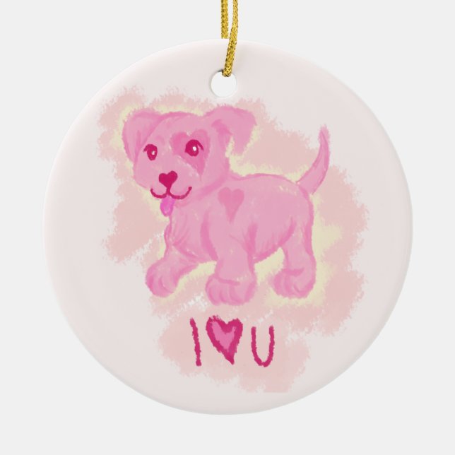 Ornamento De Cerâmica Puppia Rosa (Frente)