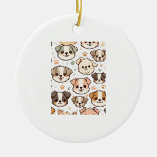 Ornamento De Cerâmica Puppies Felizes e Bonitos
