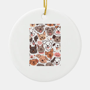 Ornamento De Cerâmica Puppies Felizes e Cutes Padrão 1