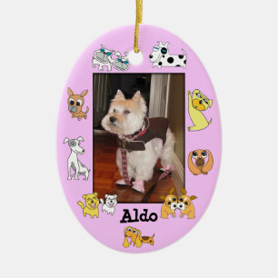 Ornamento De Cerâmica Puppy Add Photo Oval Ornament 18 Dog Cartoon Color