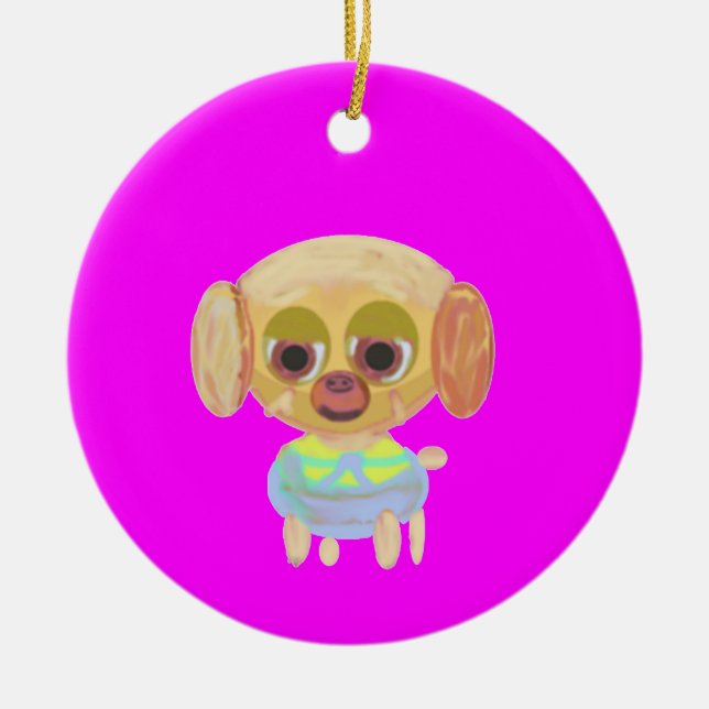 Ornamento De Cerâmica Puppy Birthday (Frente)