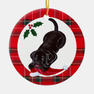 Ornamento De Cerâmica Puppy de chocolate de Natal personalizado