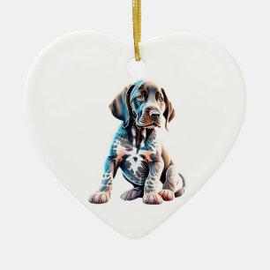 Ornamento De Cerâmica Puppy de ponteiro curto personalizado alemão