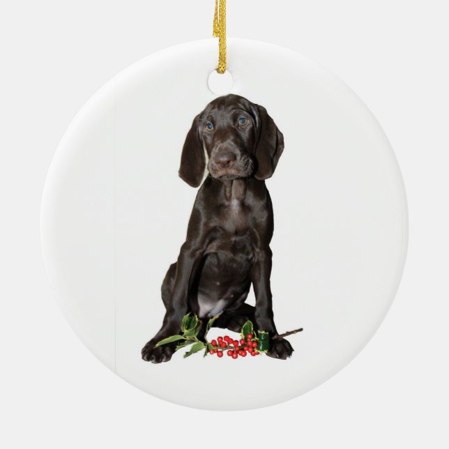 Ornamento De Cerâmica Puppy de Ponteiro de Natal (Traseira)
