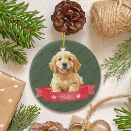 Ornamento De Cerâmica Puppy do ouro Retriever Personalizado