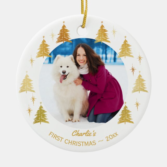 Ornamento De Cerâmica Puppy Dogs Primeiro Natal - Foto Personalizada De  (Frente)