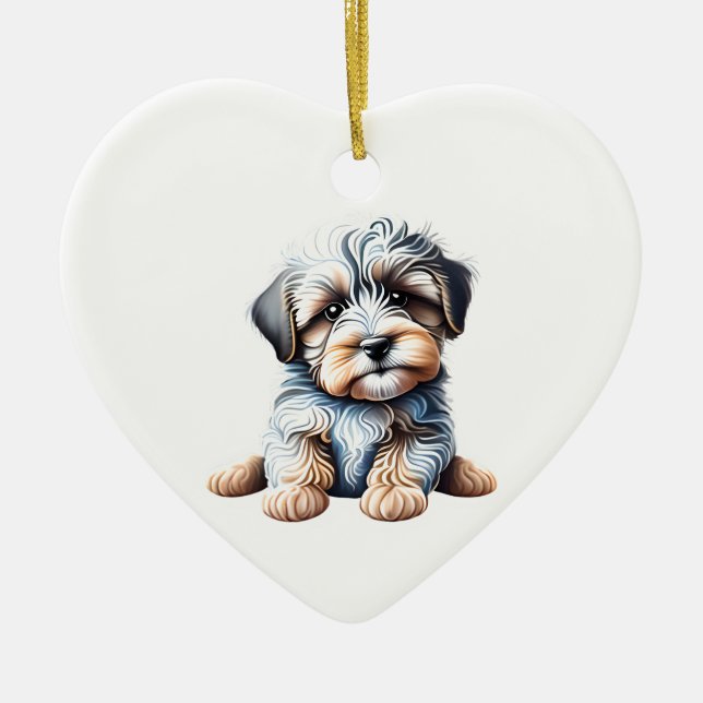 Ornamento De Cerâmica Puppy Havanês Personalizado (Frente)