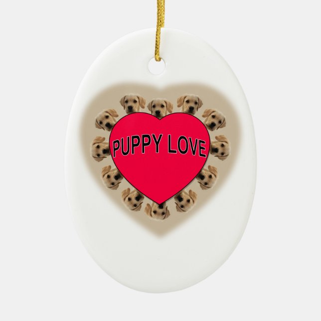 Ornamento De Cerâmica Puppy Love (Frente)
