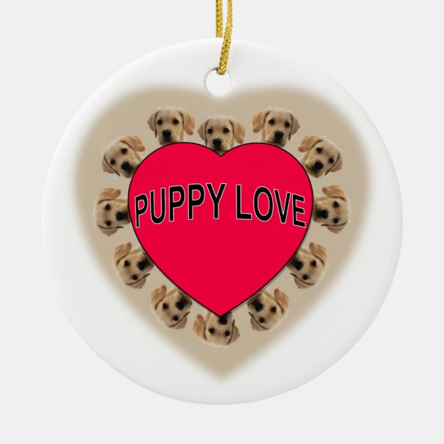 Ornamento De Cerâmica Puppy Love (Frente)