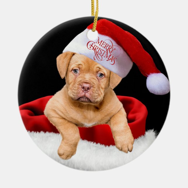 Ornamento De Cerâmica Puppy Natal (Frente)