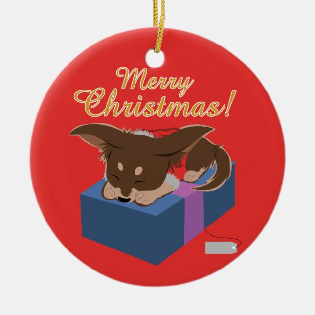 Ornamento De Cerâmica Puppy presente (Frente)