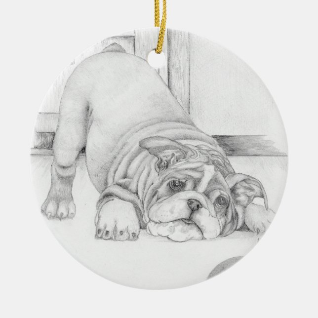 Ornamento De Cerâmica Puppy Reproduzido (Frente)