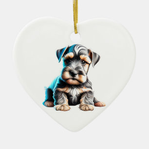 Ornamento De Cerâmica Puppy Schnauzer Miniatura Personalizada
