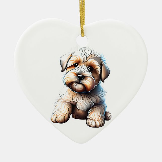 Ornamento De Cerâmica Puppy Terrier, com revestimento flexível personali (Frente)
