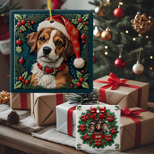 Ornamento De Cerâmica Puppy Wonder Natal Personalizável (Criador carregado)