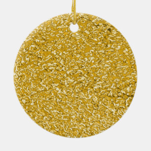 Ornamento De Cerâmica PURE DOURADO Splatter Patterno + texto/foto