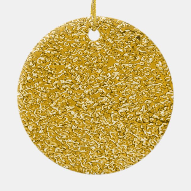 Ornamento De Cerâmica PURE DOURADO Splatter Patterno + texto/foto (Traseira)