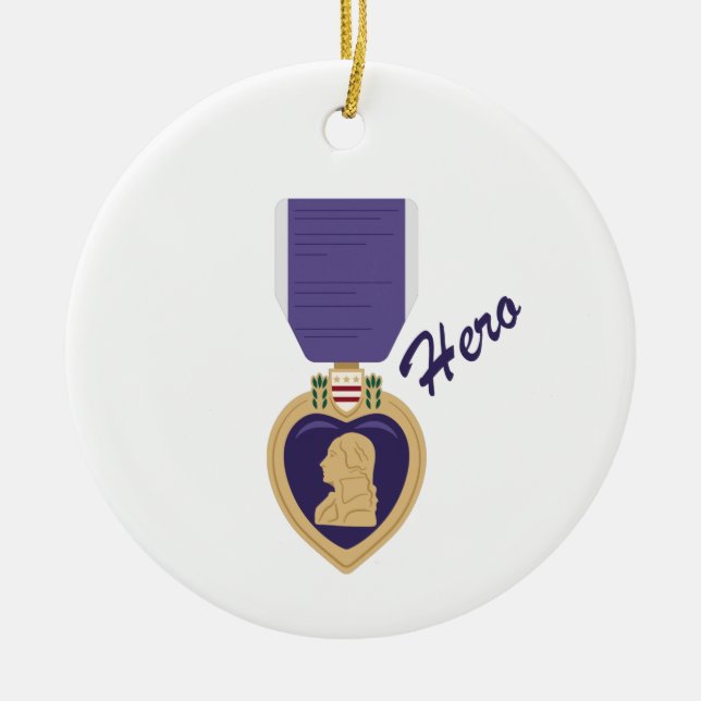 Ornamento De Cerâmica Purple Heart Hero (Frente)