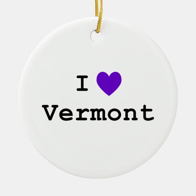 Ornamento De Cerâmica Purple I Love Vermont (Frente)
