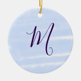 Ornamento De Cerâmica Purple pastel watercolor monogram name letterretro
