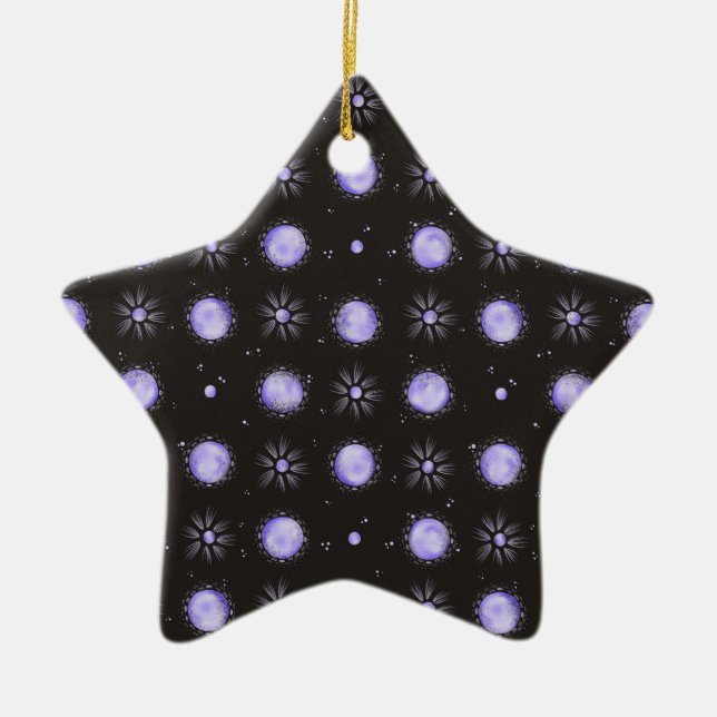Ornamento De Cerâmica Purple Polka Dot Ceramic Star Ornament (Frente)