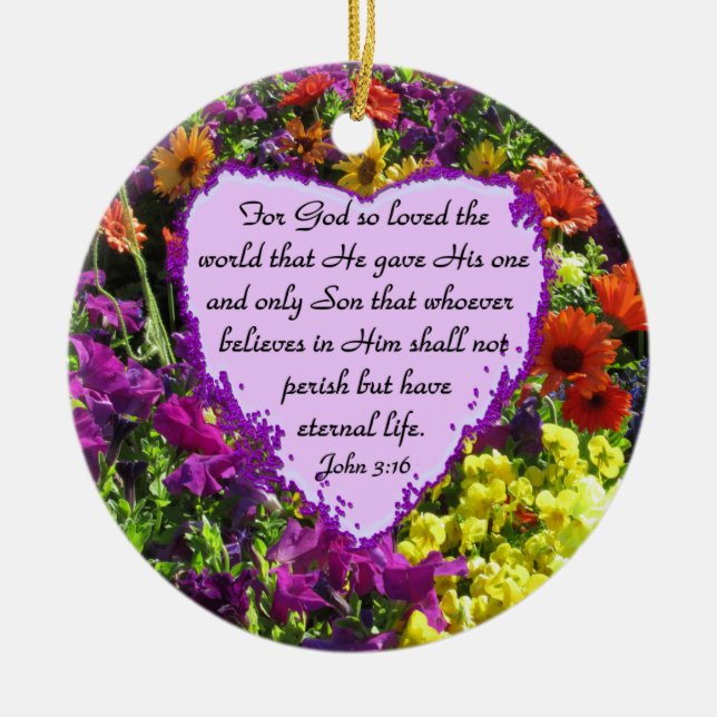 ORNAMENTO DE CERÂMICA PURPLE WILDFLOWER JOHN 3:16 (Frente)